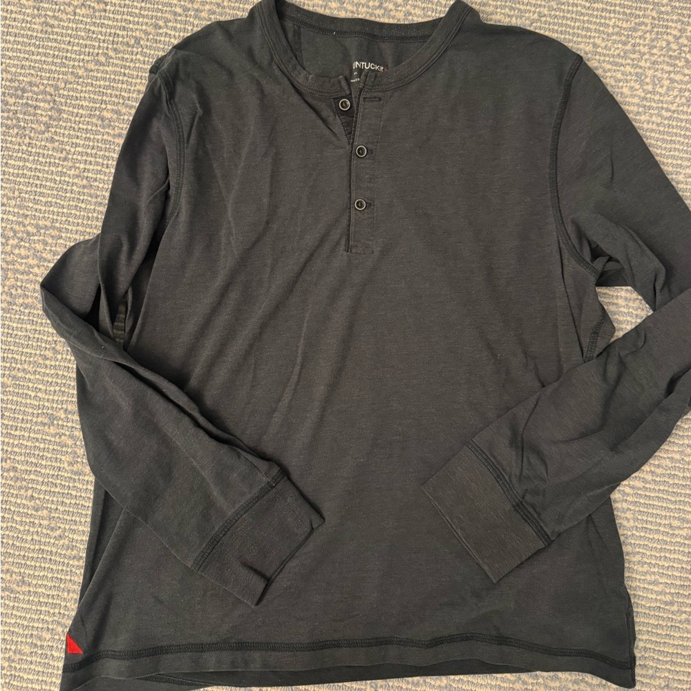 Black Long Sleeve Henley Shirt